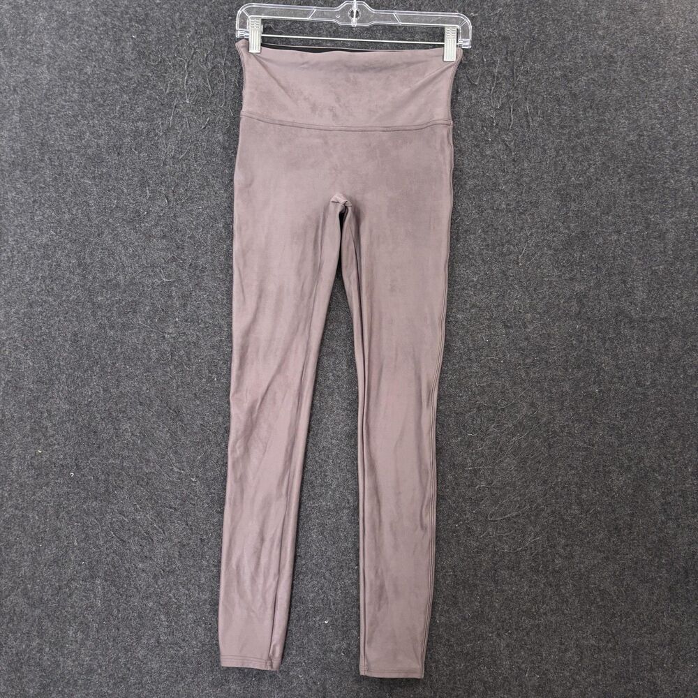 Spanx Faux Leather Leggings Women's Medium Brown High Rise Shaping Ankle Pants